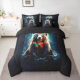 thumbnail image 2 of Feelyou Christmas Bear Child Bedding Comforter Set 7 Pieces, 3D Jungle Animal Full Bedding Set, Glitter Stars Print Reversible Fitted Sheet Flat Sheet, Super Cozy Room Decor, 2 of 7