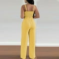 thumbnail image 4 of REORIAFEE Two Piece Outfits for Women 2023 Summer Sets for Women 2 Piece Comfy Casual Plus Size Sets Women's Two Piece Cotton Linen Pleated Suspender Top Wide Leg Pants Fashion Casual Set Yellow S, 4 of 8