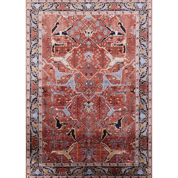 Ahgly Company Indoor Rectangle Mid-Century Modern Khaki Rose Pink Oriental Area Rugs, 2' x 3'