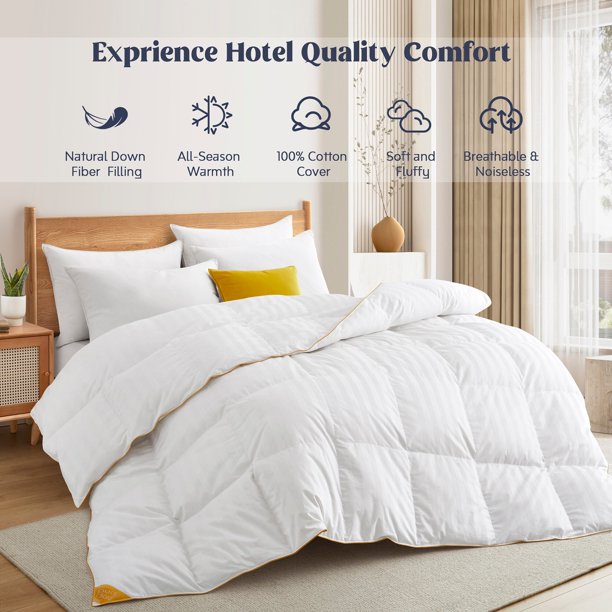 Puredown Year Round White Goose Down Comforter with 500 Thread Count
