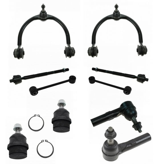TRQ 10 Piece Kit Front Control Arm Ball Joint Tie Rod Sway Bar Link for Jeep PSA59364