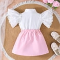 thumbnail image 6 of 5-6 Years Girls School Uniform Sets Lapel Short Sleeves Shirt+ Pleated Mini Skirt Outfits Pink, 6 of 7