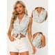 thumbnail image 2 of Camisa hawaiana para mujer Allegra K Blusa de playa con botones florales tropicales Azul claro XS, 2 of 4