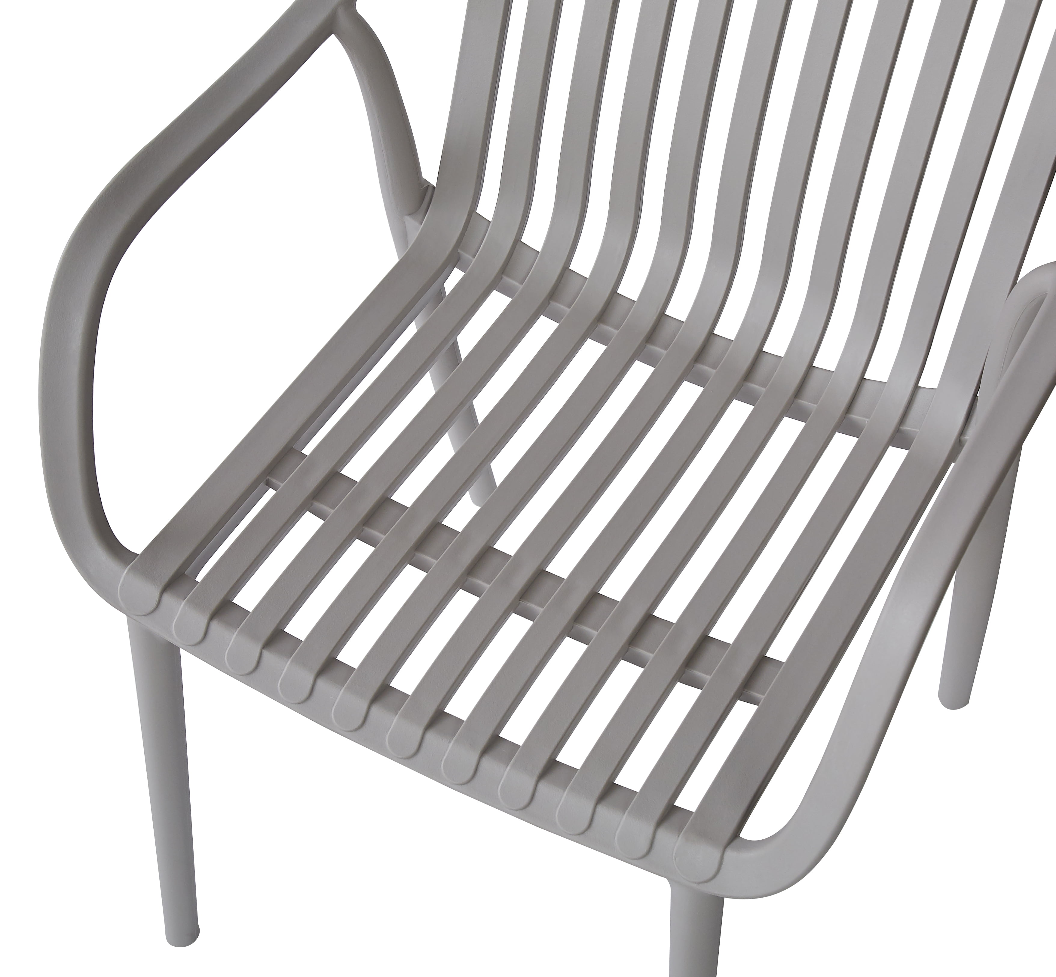XDECO Stackable Dining Chairs Set, Breathable Modern Indoor/Outdoor Chair with Armrests & Backrest for Patios, Cafes,Home/Commercial Use, 250lbs Heavy Duty, Grey
