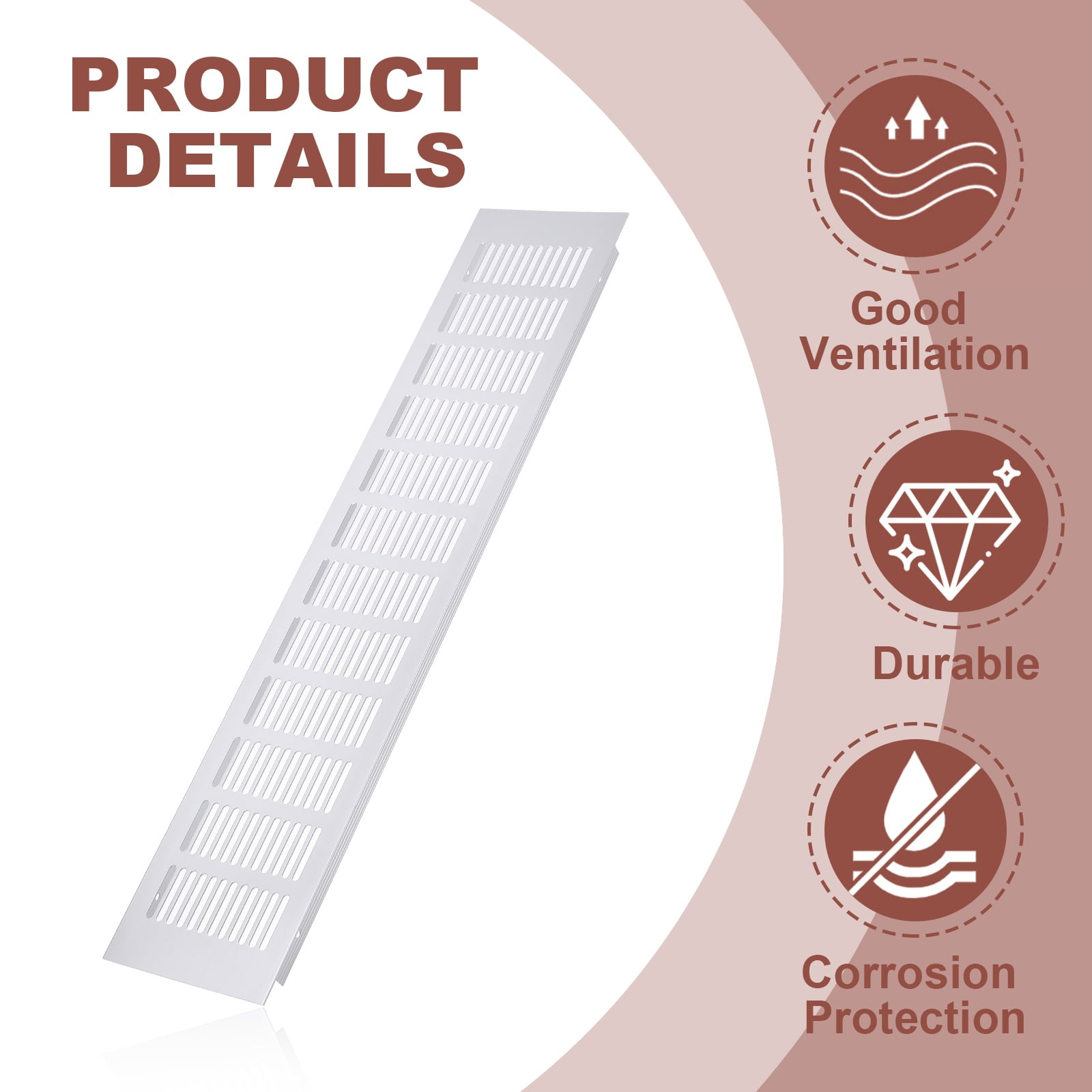 Uxcell 20 x 4" Rectangle Ventilation Grille 3Pcs Aluminum Air Vent Cover Silver
