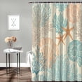 thumbnail image 3 of Shower Curtain Ocean Starfish Shell Coral Shower Curtains for Bathroom Decor Marine Abstract Retro Shower Curtain Sets with Hooks Waterproof Fabric Bath Curtain Standard 72" X 72", 3 of 4