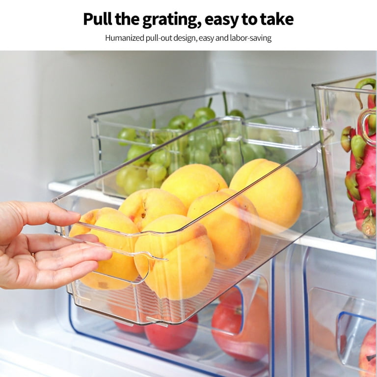 Refrigerator Drawer Storage Box Fruit Transparent Organizer Bins Vegatable  Meat Freezer Fridge Stackable Cabinet Kitchen Items