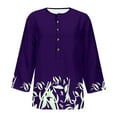 thumbnail image 4 of DeHolifer Women Tops 3/4 Sleeve V-Neck Button Floral Printed Cute Tunic Tops Loose Fashion Blouse Tops Purple M, 4 of 4