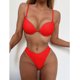 thumbnail image 5 of Traje de tres piezas Mujer Vendaje Sólido Sexy Bikini Push-Up Acolchado Traje de baño Traje de baño Conjunto de ropa de playa Fridja  nalpqowj50875, 5 of 9