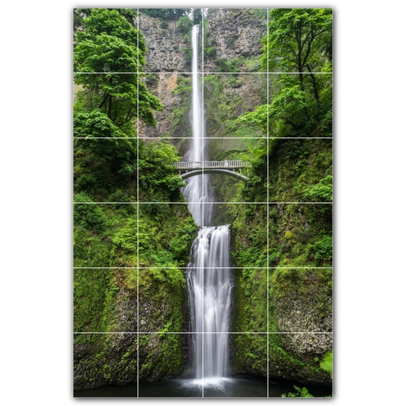 Picture-Tiles.com: Waterfalls Ceramic Tile Wall Mural WAL501097-46S. 17"W x 25.5"H using (24) 4.25" x 4.25" Ceramic Tiles-Satin Finish