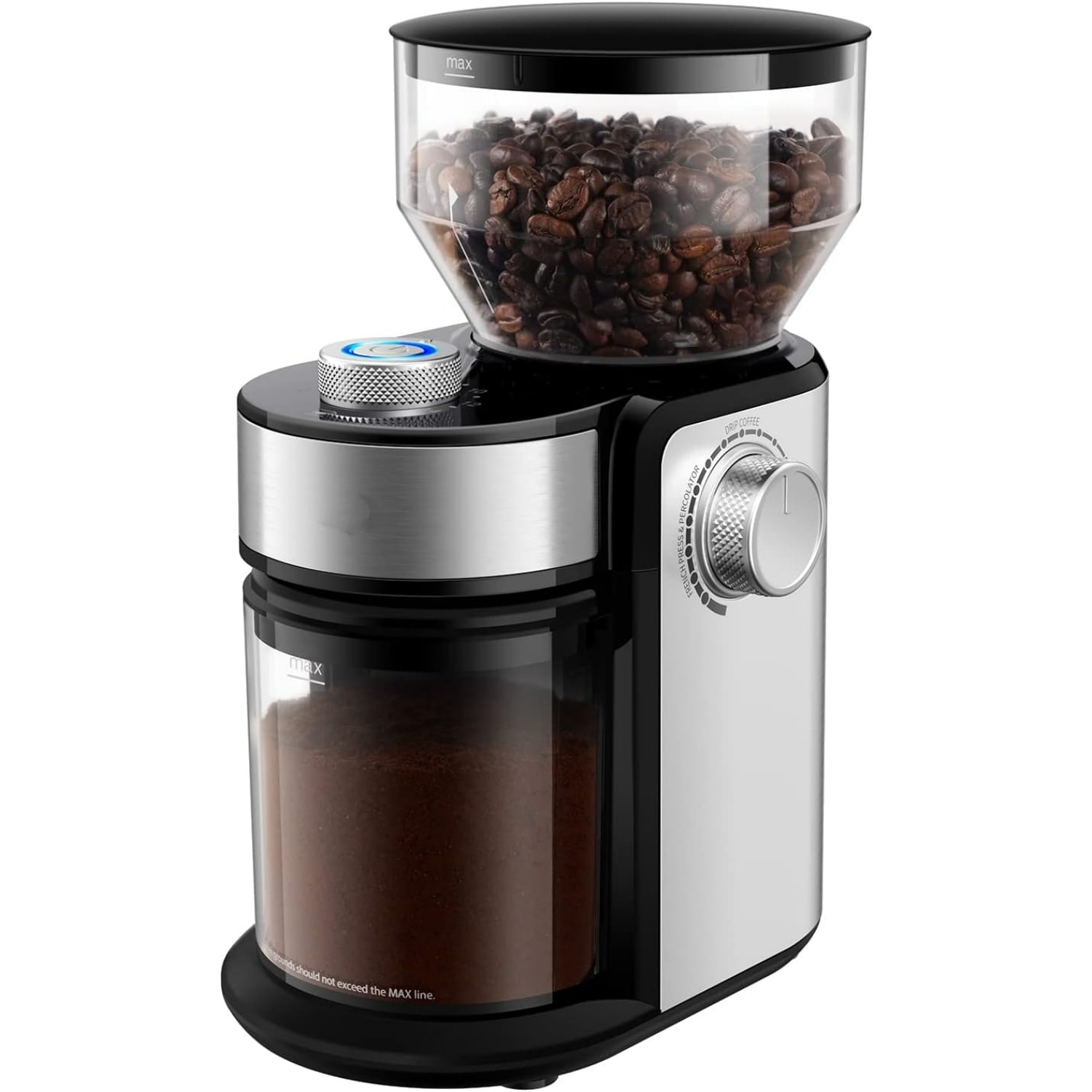 Burr Coffee Bean Grinder Electric, Adjustable Burr Mill with 16 Precise Grind Setting for 2-14 Cup, Silver
