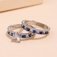 thumbnail image 5 of New Simple Retro Two Piece Set Diamond Love Heart Shape Ring For Unisex KC Gold Sapphire Blue Alloy Ring X2pcs, 5 of 6