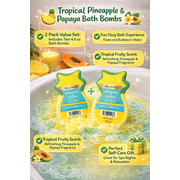 Beloved Pineapple & Papaya Bath Bomb – Tropical Scented Fizzy Bath Bomb, 4.6 oz Moisturizing Bath Soak- 2 Pack