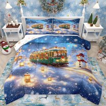 Castle Fairy 3-Piece Queen Size Comforter Set - Snowman Winter Holiday Print