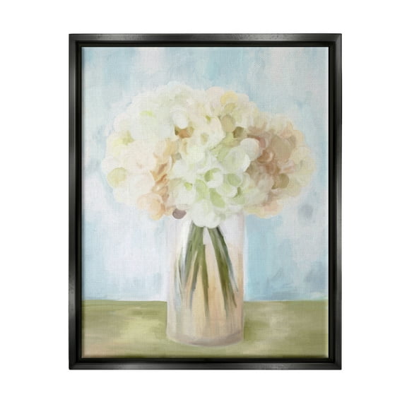 Stupell Industries Muted Hydrangea Bouquet Botanical & Floral Painting Black Floater Framed Art Print Wall Art, 17 x 21