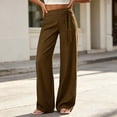 thumbnail image 4 of Josdec Women's Fashion Wide Leg Pants Striped Elastic Waist Loose Fit Straight Leg Trousers with Drawstring for Daily Wear, 4 of 6