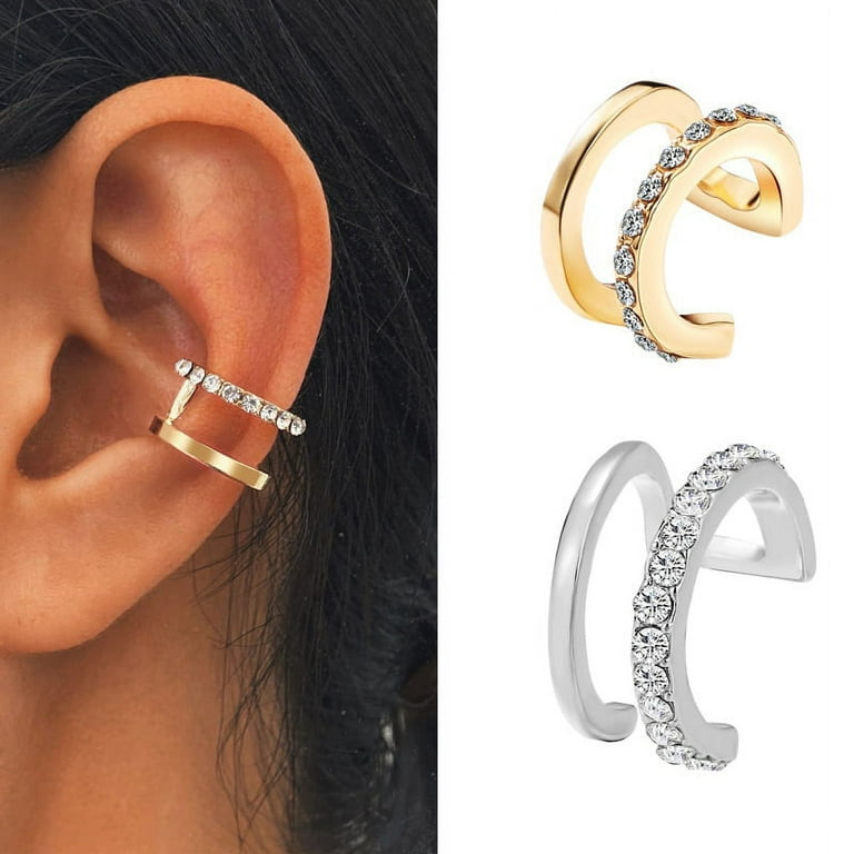 Gold Color Leaves Ear Cuff Black Non-piercing Ear Clip Earrings For Women  Men Fake Cartilage Earring Cuff Jewelry R9