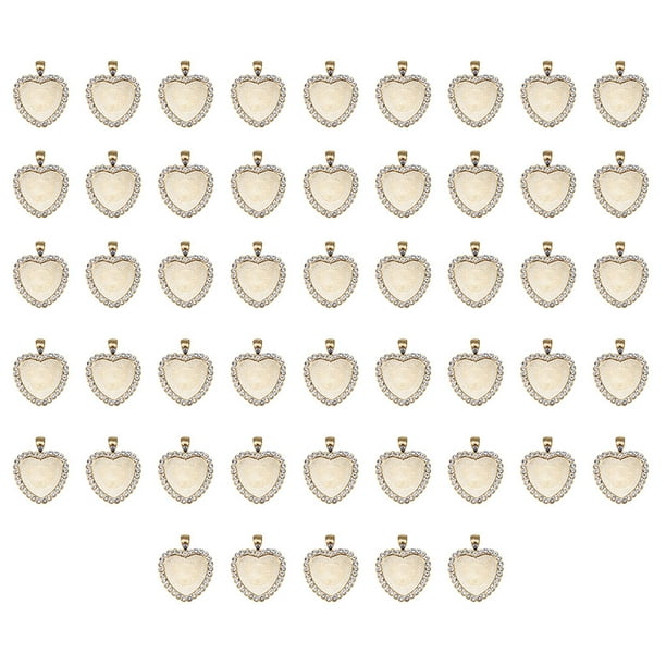 Guardurnaity 50 piezas de bandejas colgantes con bisel de corazón, accesorios de diamantes de imitación, espaciadores de dijes para fabricación Ropa, zapatos y accesorios Miscelánea KC oro