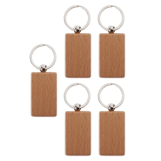 segolike 5 Pcs Porte-Clés Ronds en Bois Fournitures d'Artisanat 5x3cm, Carré Rond