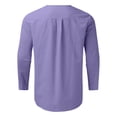 thumbnail image 6 of Fgnfyis Men Pieces Cotton Linen Set Henley Shirt Long Sleeve and Casual Beach Pants Summer Yoga Outfits Pants Sets for Men Purple XXL, 6 of 9