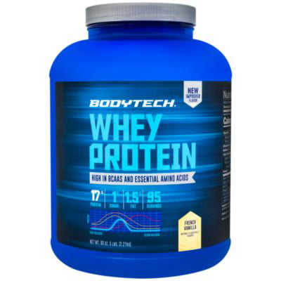 BodyTech Whey Protein Powder  With 17 Grams of Protein per Serving  Amino Acids  Ideal for PostWorkout Muscle Building, Contains Milk  Soy  Vanilla (5