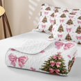 thumbnail image 4 of Erosebridal Bowknot Bow Quilt King, Christmas Tree King Coverlet Set, White Pink, 3pcs, 1 Bedspread and 2 Pillowcases, 4 of 7