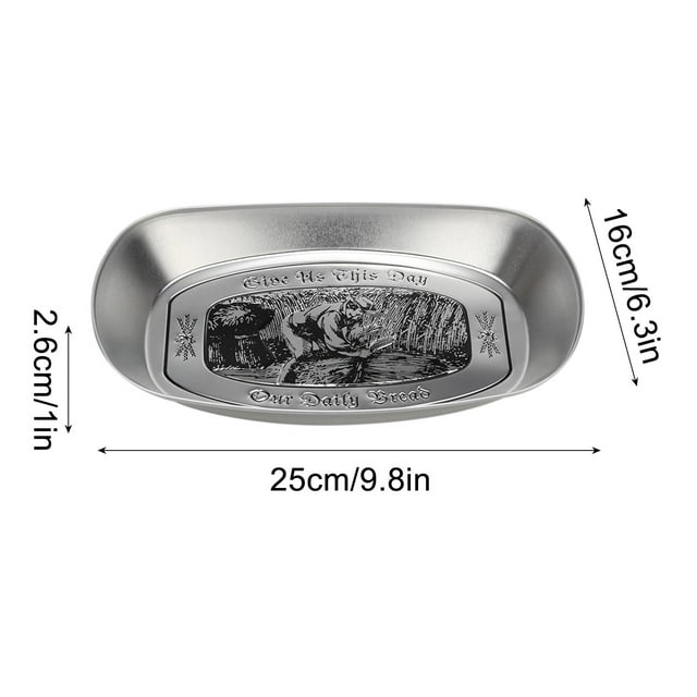 Hyknon Cooking Utensils Kitchen Accessories Outdoor Vintage Dining Tinplate Fruit Tray Camping Tableware Snack Cake Barbecue Tableware Embossed Tinplate for Kitchen Restaurant Home