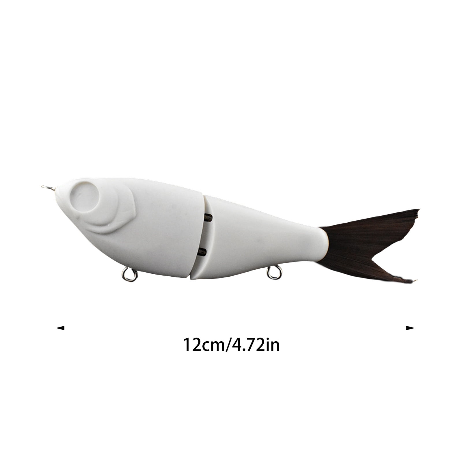 Fishing Hook 2pcs Soft Tail Blank Lure Hook Fishing Tackle for Trout Freshwater Angling Simple Bait Accessory for Casual Fishing and Beginner Use Fishing Tackle 6pcs*White-12cm