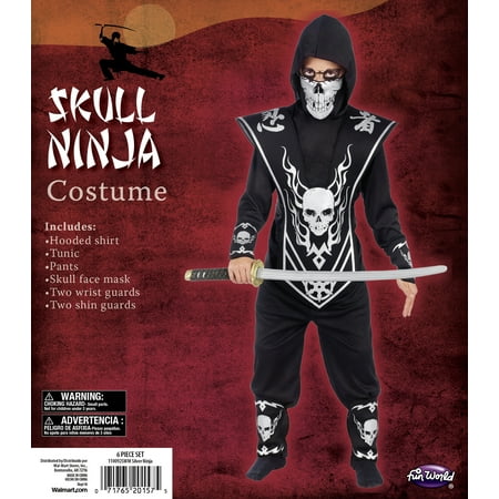 Halloween Boy's Skull Ninja Costume Silver Size Large by Fun World