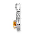 thumbnail image 2 of White Sterling Silver Charm Pendant (11) November Citrine Oval Yellow Diamond Round 13 mm 7, 2 of 4