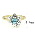 thumbnail image 2 of IP Gold(Ion Plating) Stainless Steel Ring with Synthetic Synthetic Glass in Sea Blue for Women Sea Blue Stone Color Style TK3642 Size 5, 2 of 5