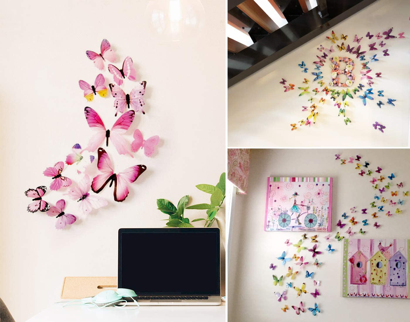 12 Pcs 3D Butterfly Wall Stickers Decor Art Decorations,Butterfly Wall Decals Removable DIY Home Decorations Art Decor Wall Stickers for Wall Decor