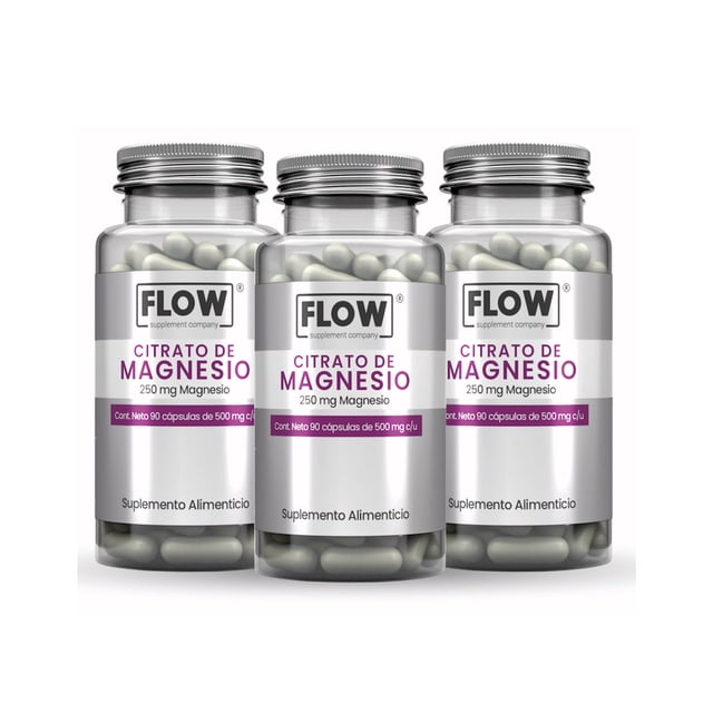 Suplemento FLOW - 3 PACK de Citrato de Magnesio con 270 Capsulas de 500 mg c/u