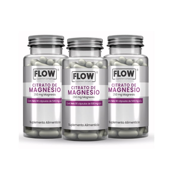 Suplemento FLOW - 3 PACK de Citrato de Magnesio con 270 Capsulas de 500 mg c/u