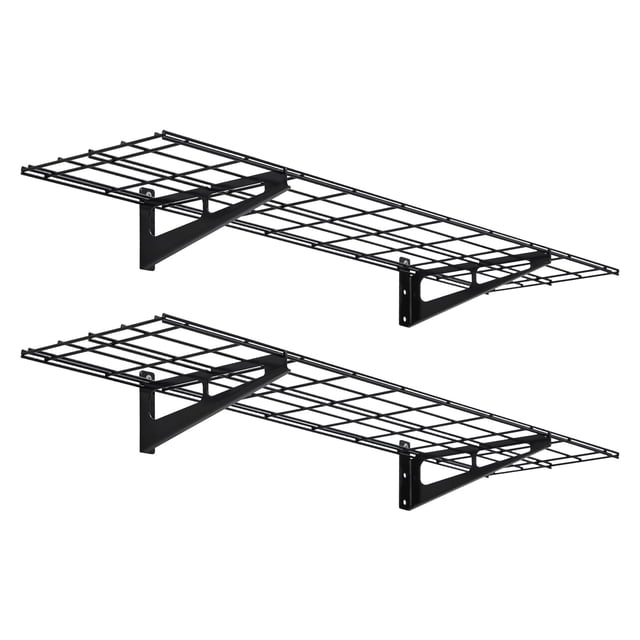 Kojooin 48*12/48*24/72*24 Inch Wall-Mount Iron Garage Shelf 150 Lbs, Quick-Install Storage Rack with Level
