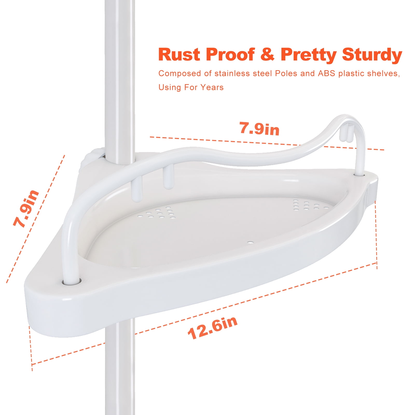 Lilyvane Shower Caddy Corner Tension Pole,54 to 125 Inch Stainless Steel  Adjustable Floor to Ceiling Corner Shower Caddy Stand for Bath Inside  Shower