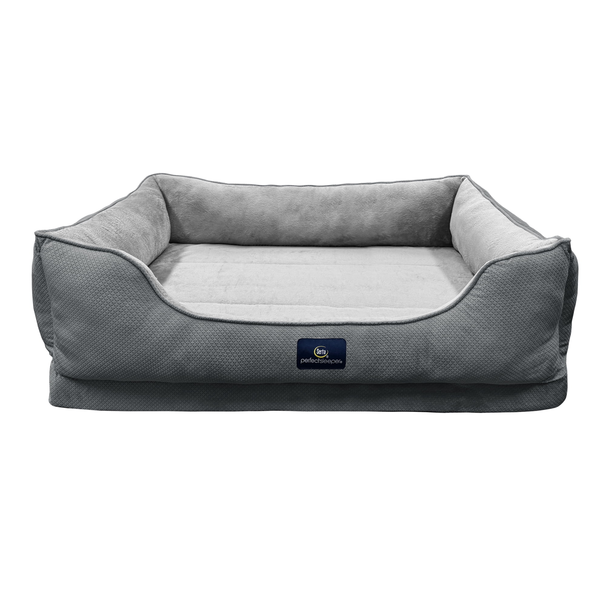 Serta Cuddler Bolster Cat & Dog Bed, Charcoal, Extra Large