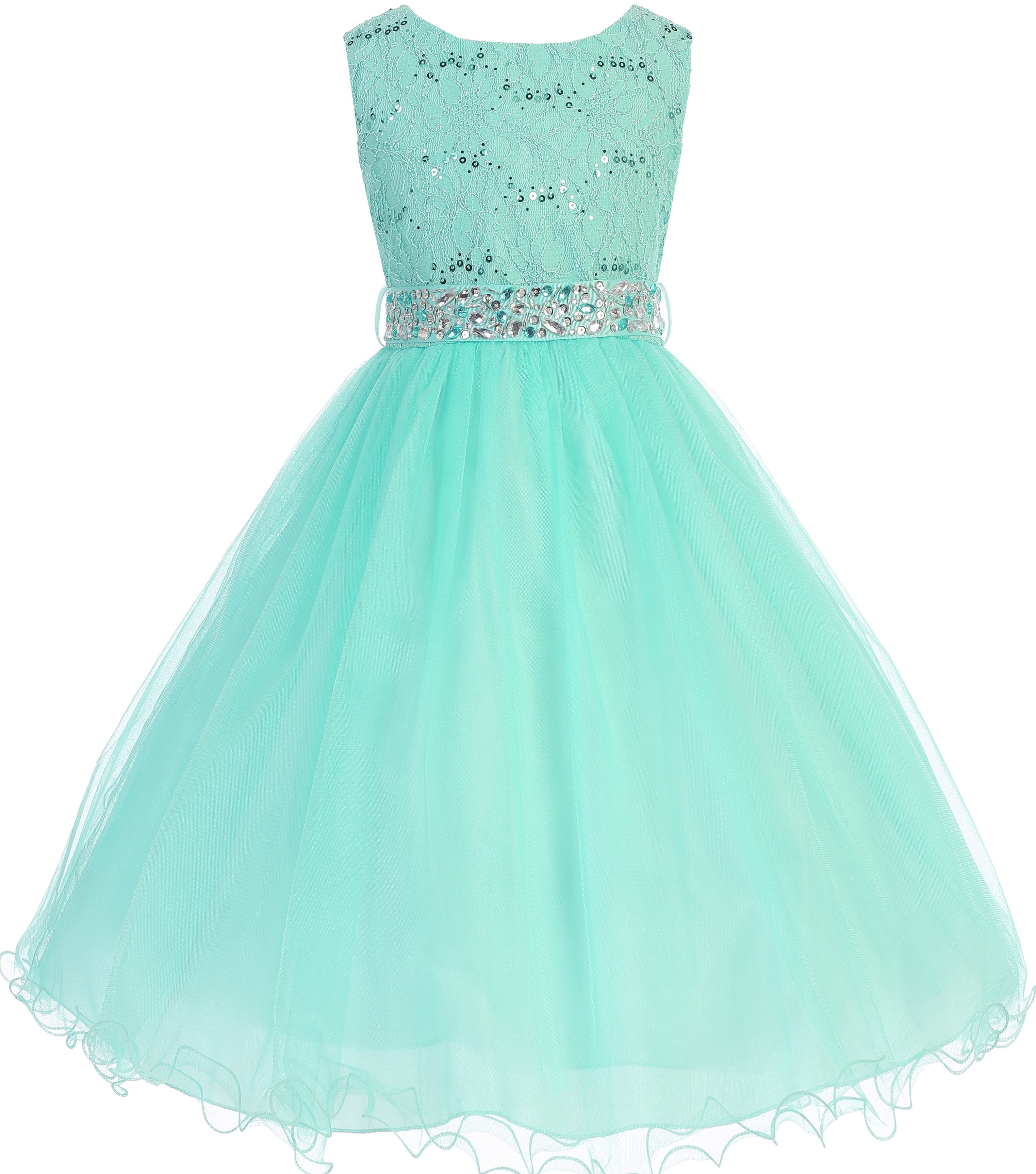 Little Girl Glitters Sequined Bodice Double Layer Tulle Rhinestones