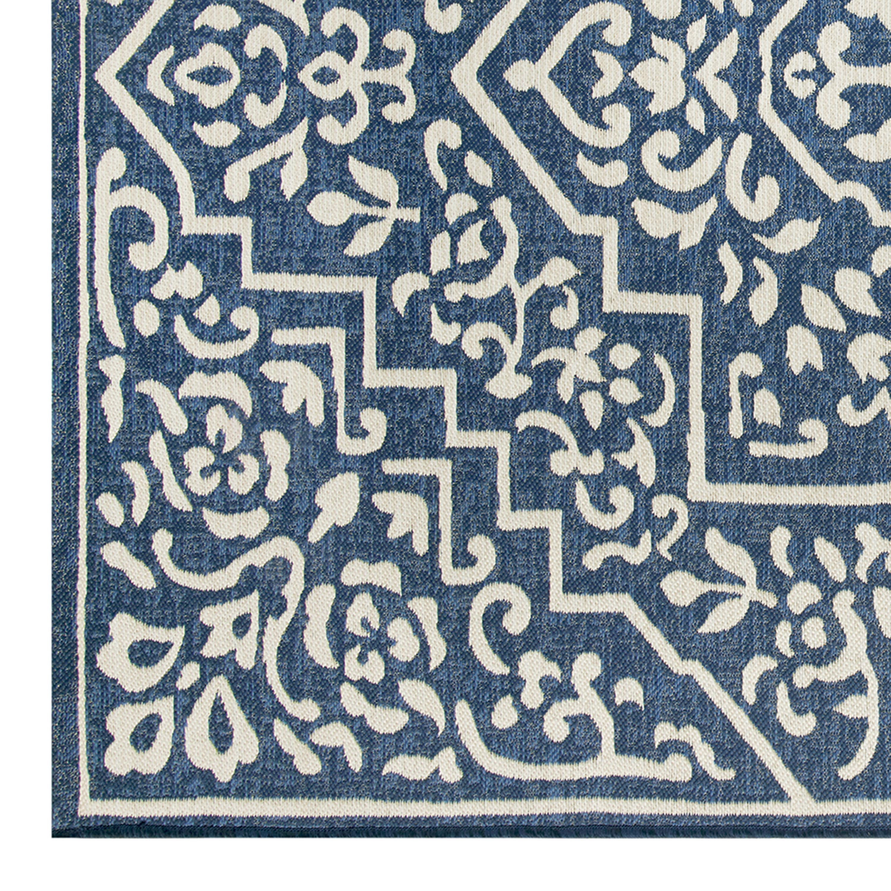 Mainstays 7' x 10' Blue Traditional Medallion Outdoor Rug