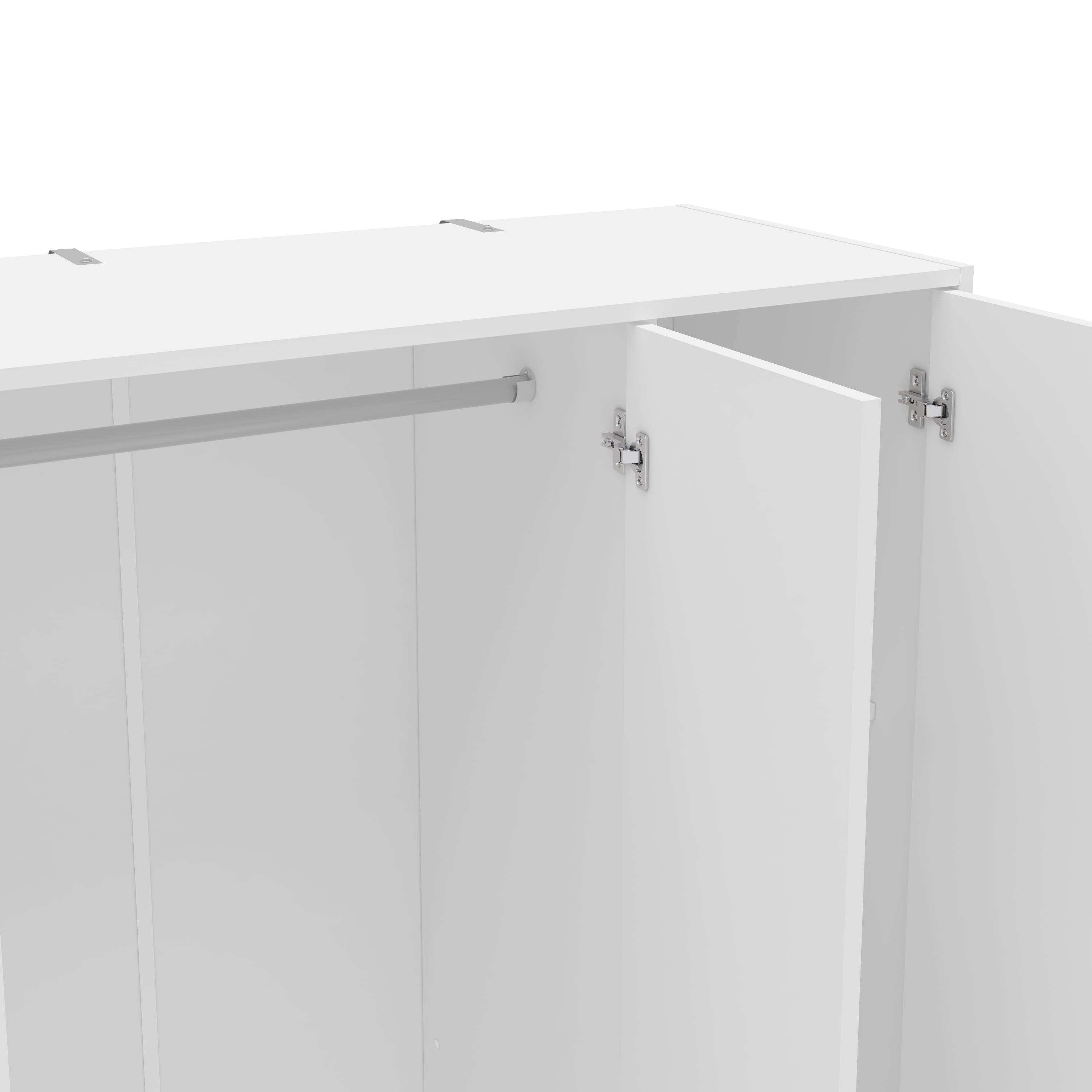 Polifurniture Denmark 71 in. 3 Door Modern Bedroom Armoire with Shelves & Hanging Rod, White Wood