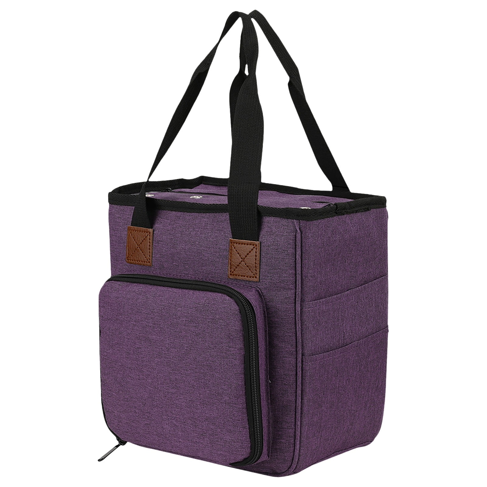 Knitting Project Bag Cozival Multi-Compartment Knitting Project Bag with Needle Organizer - Portable Storage for Yarn, Crochet Hooks, and Accessories, Perfect for Crafters on The Go, Purple