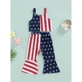 thumbnail image 4 of Franhais Independence Day Kids Girls Outfits Summer Tops and Stars Stripe Printed Casual Flared Pants Set, 4 of 8