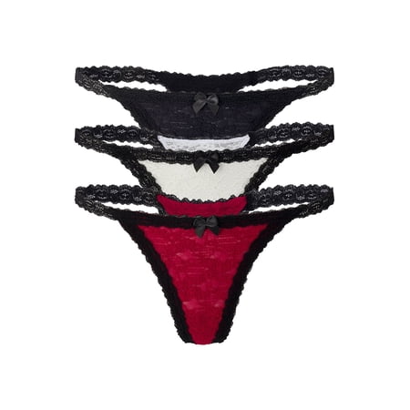 Mills by Millie Bobby Brown Women's Flirty Lace Thong Panties, 3-Pack, Sizes XS-XXXL