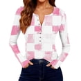 thumbnail image 7 of FDGIU Women’s Long Sleeve Henley Neck Shirt - Slim Fitted Ribbed Top for Going Out & Work Casual, 7 of 7