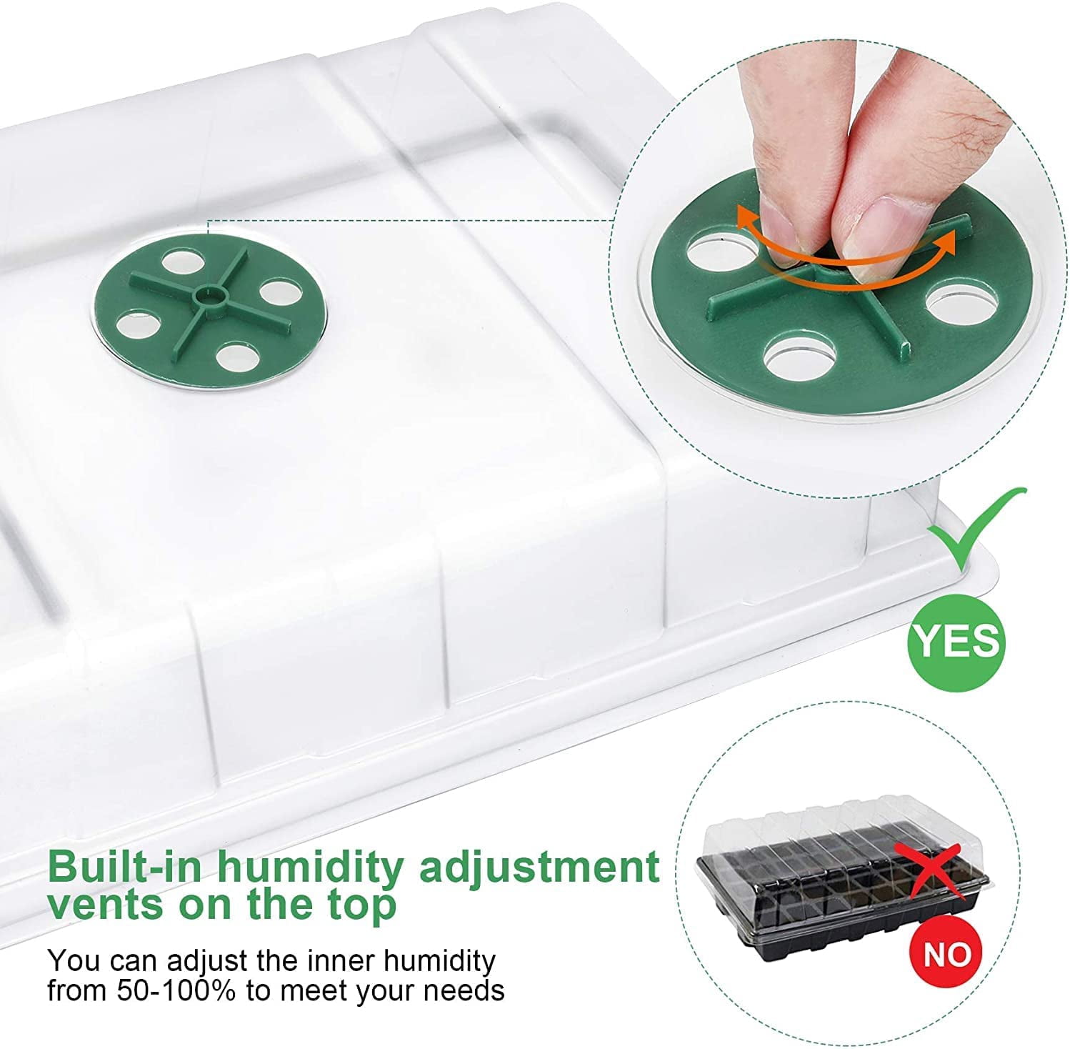 Seed Starter Tray with Lights, 2 Packs Mini Propagator Plant Grow Kit Greenhouse with Humidity Vented Domes and Base for Seeds Starting, Black