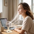 thumbnail image 2 of Retro Desk Fan 100 Speeds Portable USB Rechargeable with Digital Display 90° Tilt Type-C 1200mAh Low Noise for Office Home Study, 2 of 10