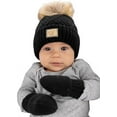thumbnail image 5 of Funky Junque Infant Pom Beanie - Diagonal Basketweave Pattern - Black (Single Pom), 5 of 5