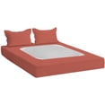 thumbnail image 4 of D.N.G. BEDDINGS 3 Piece Box Spring Cover - 100% Egyptian Cotton, 800 TC, Wrap Around 4 Sides Bed Skirt for Hotel & Home, Fits Box Springs up to 6 Inch - Cal King, Stripe Brick Red Color, 4 of 9