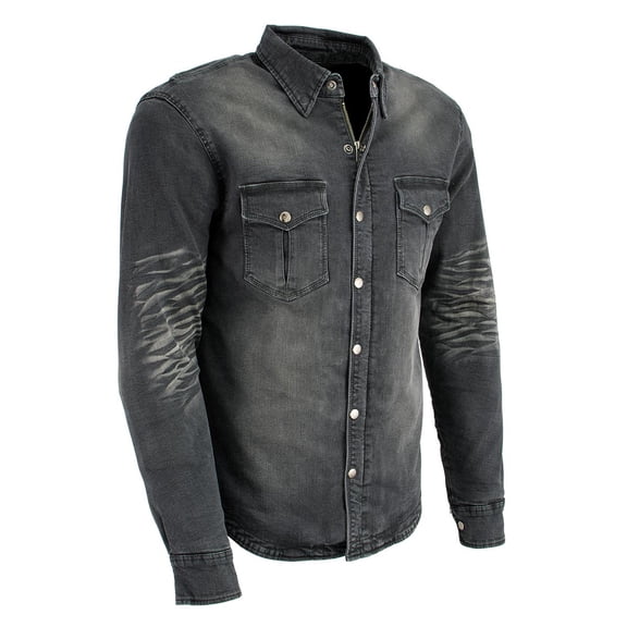 Milwaukee Leather Men's Long Sleeve Solid Biker Shirts w/ CE Armor - Reinforced w/ Aramid Fibers XXX-Large