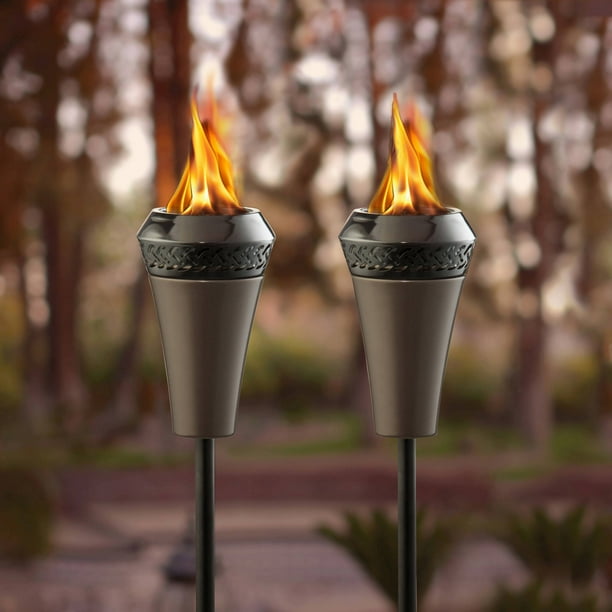 TIKI Brand Island King 2Pack 66 inch Outdoor Tiki Torch Metal Brown